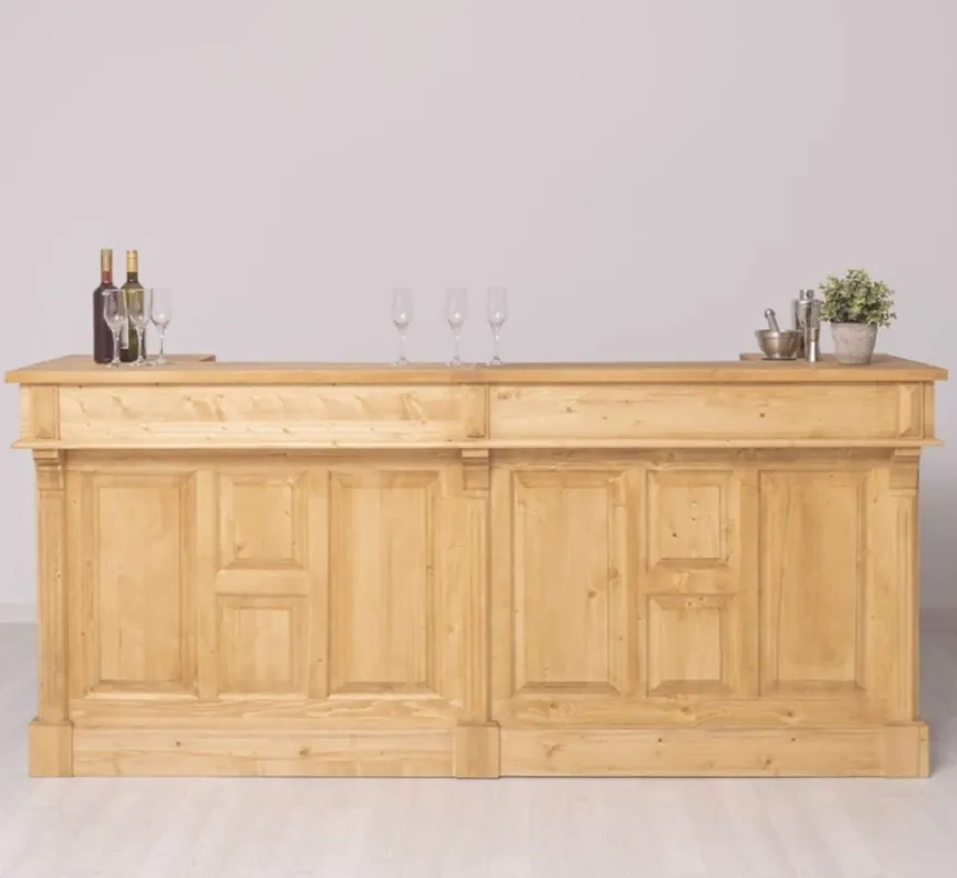 Casa Padrino comptoir de bar de style campagnard naturel 240 cm - Meubles de bar de style campagnard Begrenztes Angebot
