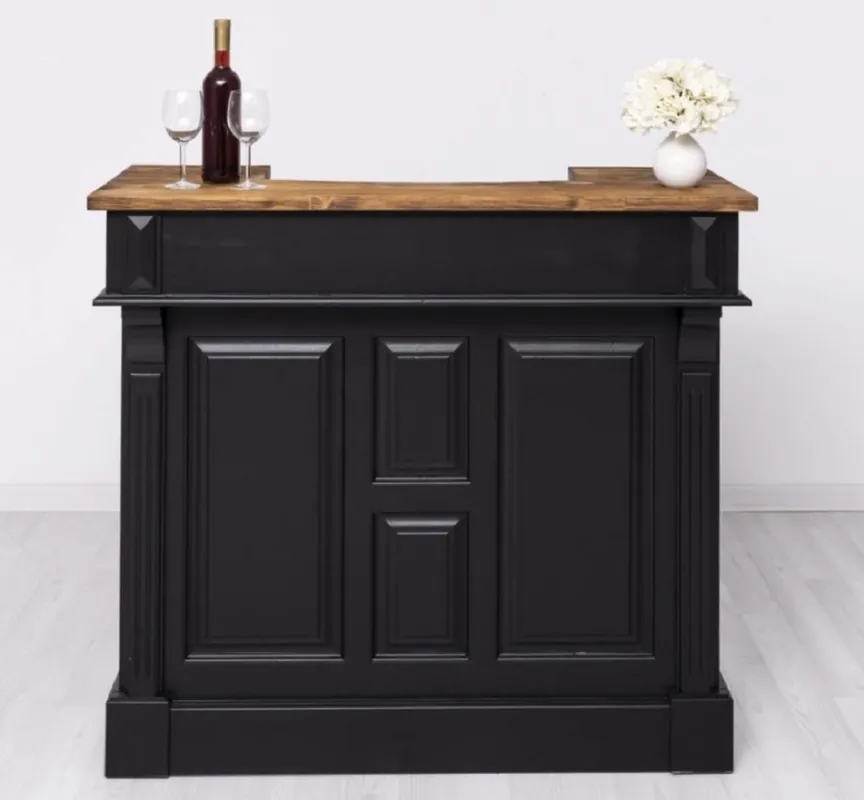 Geprüft Casa Padrino comptoir de bar style maison de campagne noir / marron 120 cm - Meuble de bar
