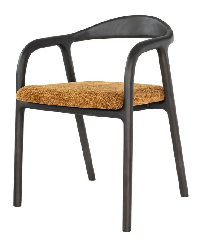 Casa Padrino chaise de salle à manger de luxe avec accoudoirs noir / marron - Meubles pour hôtels et restaurants Letzte Chance