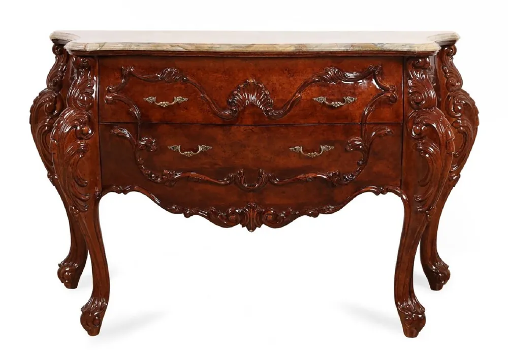 Must-Have Casa Padrino commode baroque de luxe avec plateau en marbre marron / beige 156 cm