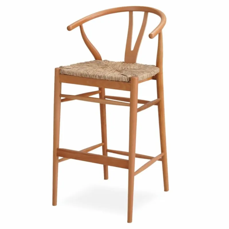 Casa Padrino chaise de bar de luxe avec accoudoirs naturel H. 103 cm - Meubles de bar en bois massif Must-Have