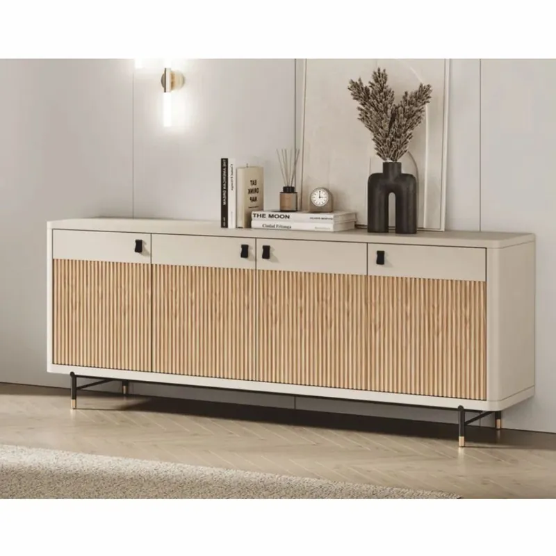 Top-Seller Casa Padrino buffet de luxe avec 4 portes blanc / naturel / noir / or 220 cm