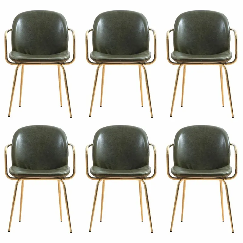 Neue Kollektion Casa Padrino ensemble de 6 chaises de salle à manger de luxe avec accoudoirs vert / or H. 84 cm