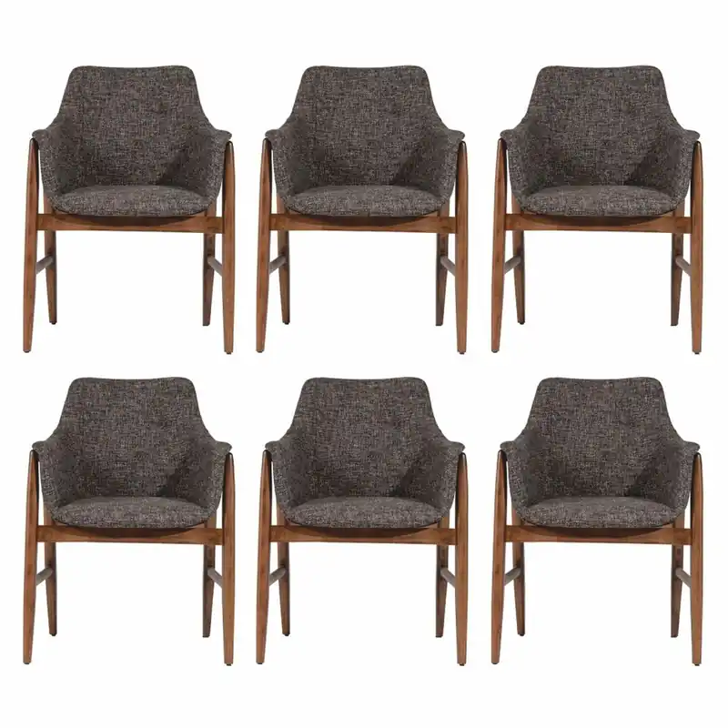 Abverkauf Casa Padrino ensemble de 6 chaises de salle à manger de luxe avec accoudoirs noir / marron H. 86 cm