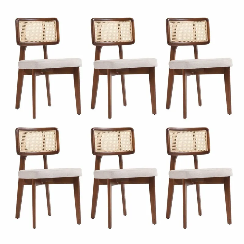 Direktkauf Casa Padrino ensemble de 6 chaises de salle à manger de luxe gris / marron / naturel H. 85 cm