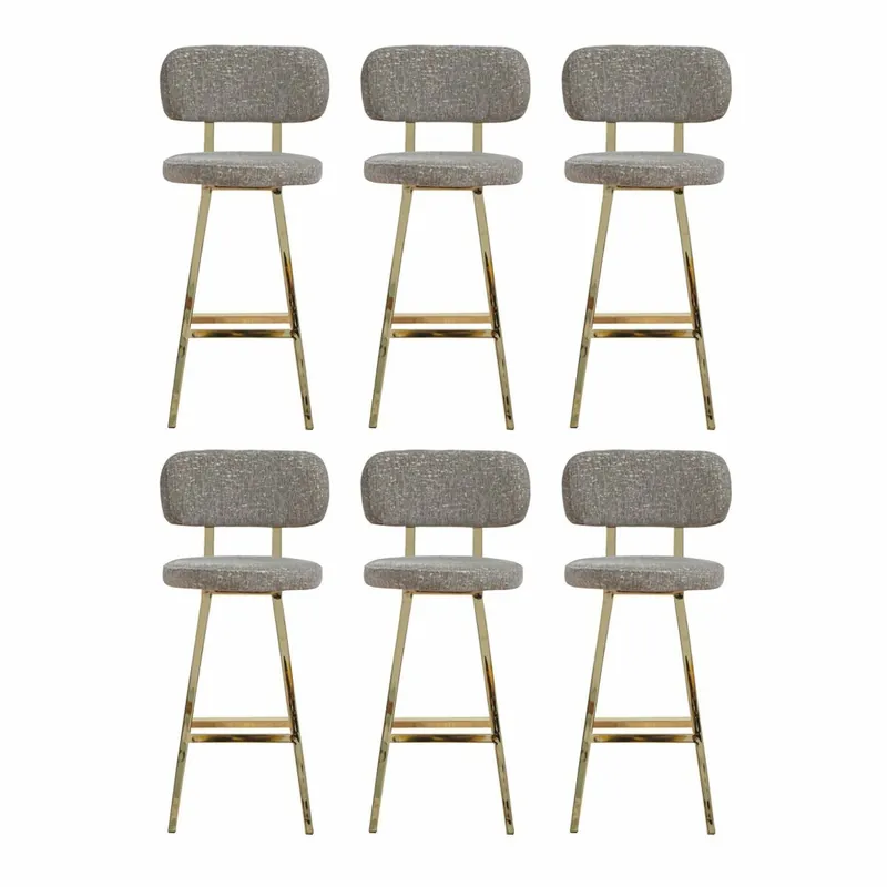 Casa Padrino ensemble de 6 chaises de bar luxe gris / or H. 106 cm - Meubles de bar Aktuell