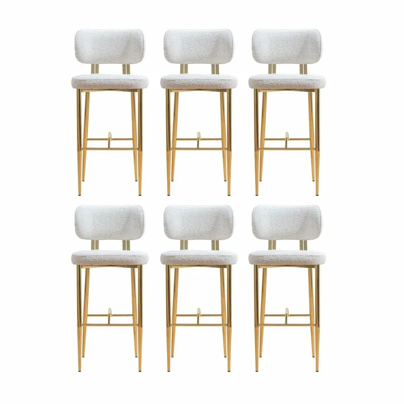 Casa Padrino ensemble de 6 chaises de bar luxe blanc / or H. 107 cm - Meubles de bar Rabatt