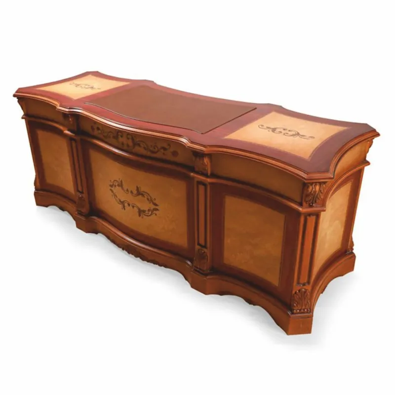 Casa Padrino bureau baroque de luxe marron / naturel 209 cm - Meubles de bureau de style baroque Must-Have