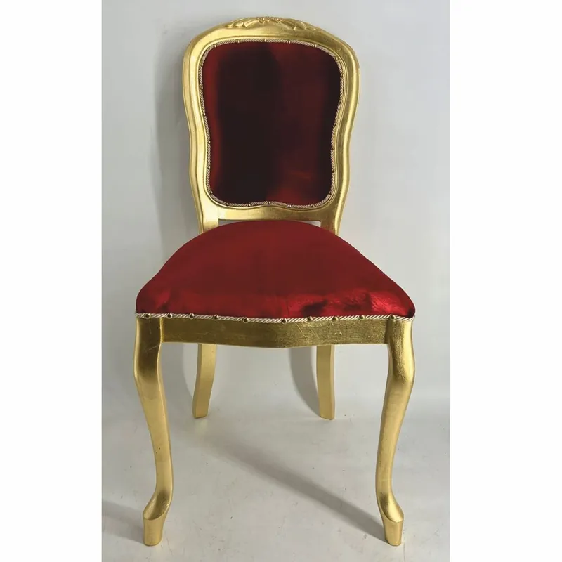 Casa Padrino Chaise de Salle à Manger Baroque de Luxe Bordeaux Rouge / Or H. 104 cm - Meubles de Style Baroque Markenware