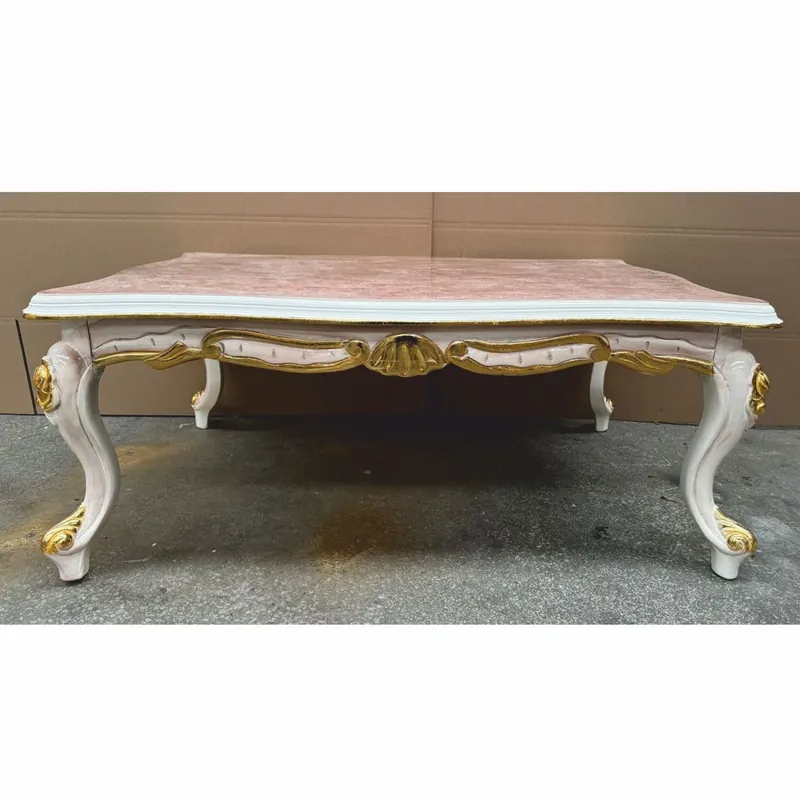 Jetzt Kaufen Casa Padrino table basse baroque de luxe blanc / marron / or 120 cm - Meubles de salon baroques