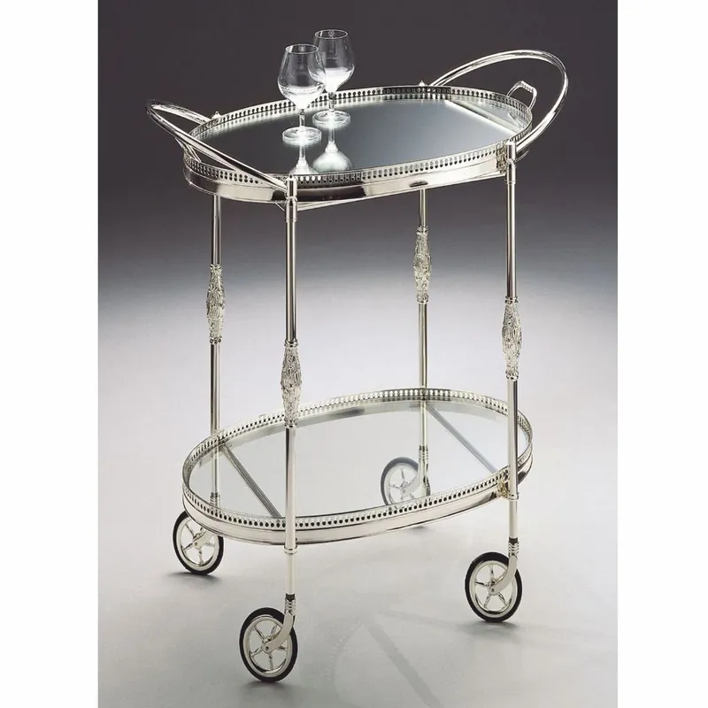 Casa Padrino chariot de service de luxe avec plateau amovible argent - Fabriqué en Italie Geprüft
