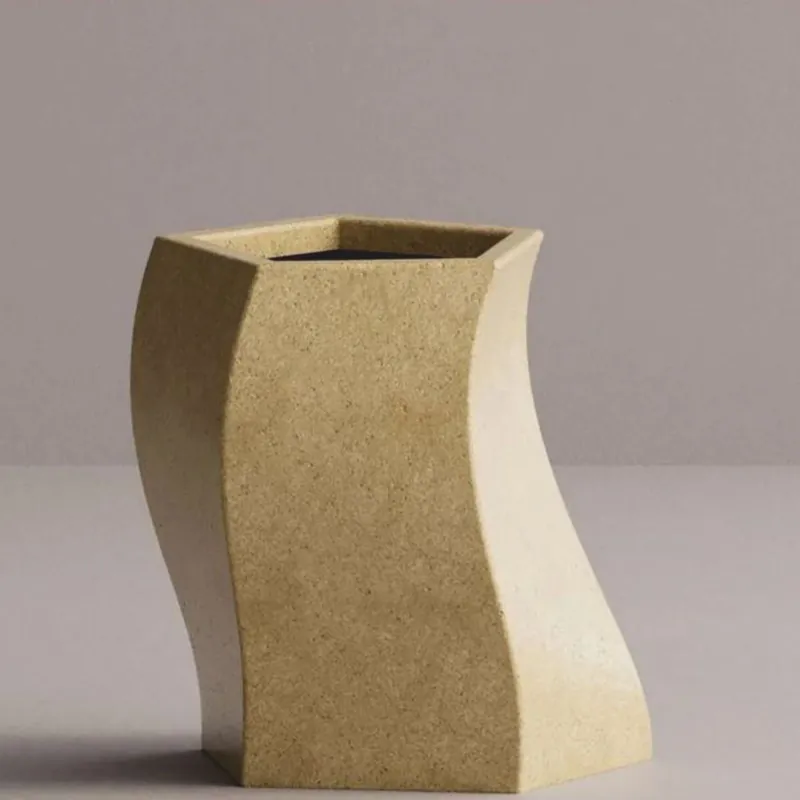 Casa Padrino pot de fleurs décoratif de luxe jaune H. 55 cm - Pot de plante en béton Letzte Chance