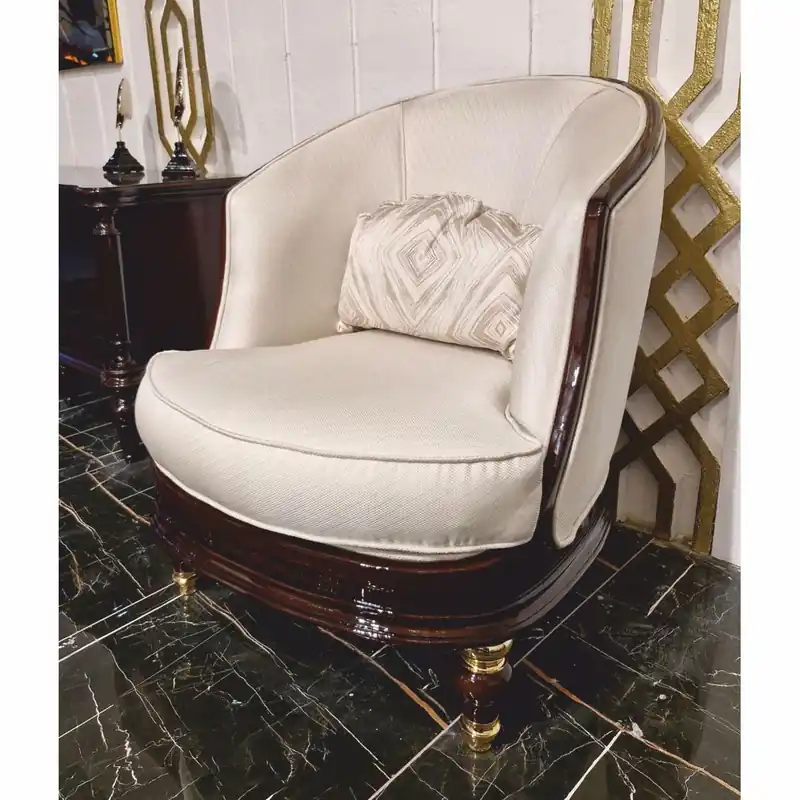 Casa Padrino fauteuil baroque de luxe crème / marron foncé / or - Meubles de salon baroques Preisreduziert