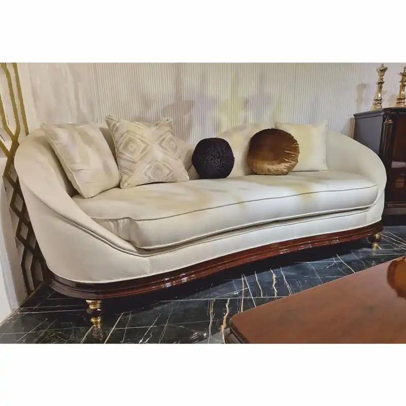 Casa Padrino canapé de salon baroque de luxe crème / marron foncé / or 240 cm - Meubles de salon style baroque Top-Angebot