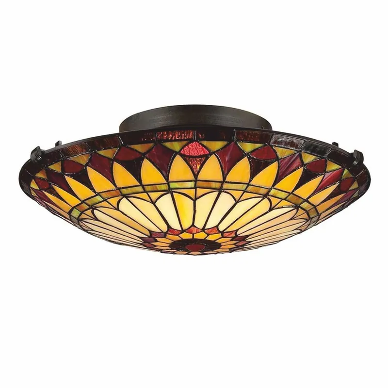 Meistverkauft Casa Padrino lampe de couverture Tiffany de luxe jaune / rouge / bronze vintage Ø 42 cm