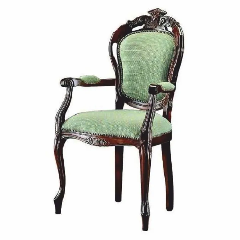 Ausverkauf Casa Padrino Chaise de Salle à Manger Baroque de Luxe avec Accoudoirs Vert / Marron Foncé H. 107 cm