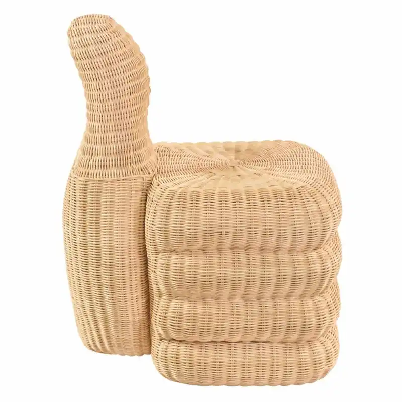 Casa Padrino tabouret de luxe en rotin naturel H. 77 cm - Meubles de salon & hôtel Markenprodukt