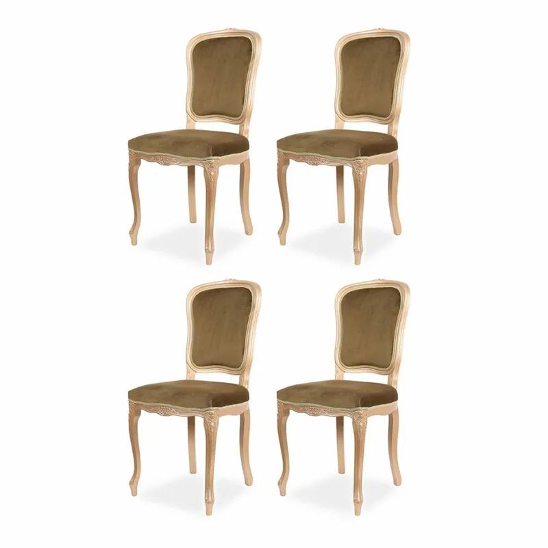 Casa Padrino ensemble de 4 chaises de salle à manger baroque de luxe vert olive / beige H. 100 cm - Meubles baroques Jetzt Bestellen