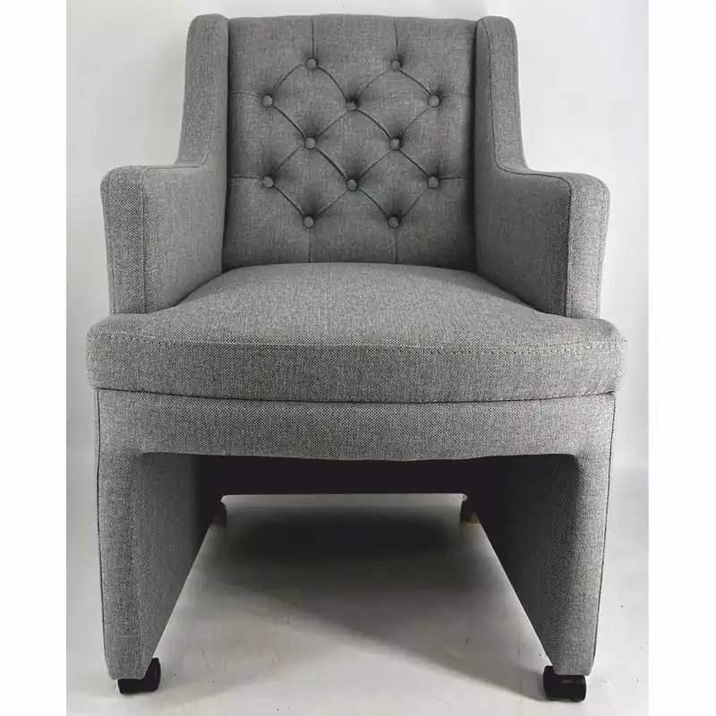Casa Padrino chaise de salle à manger / chaise de bureau Chesterfield avec accoudoirs et roulettes gris Wochenendangebot
