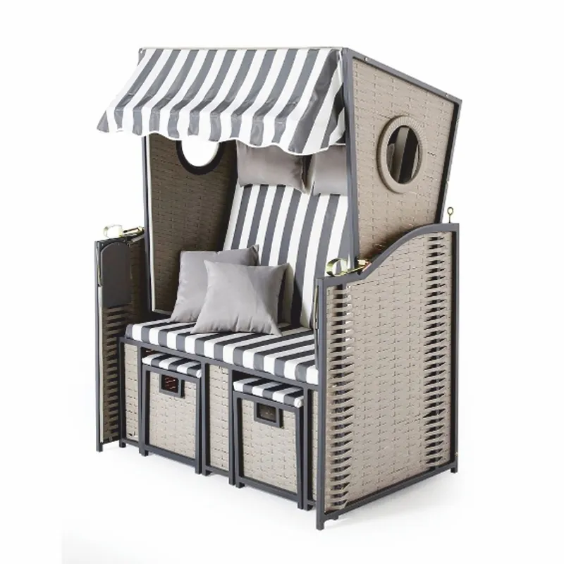 Begrenztes Angebot Casa Padrino chaise de plage avec toit gris / blanc 114 x 72 x H. 160 cm
