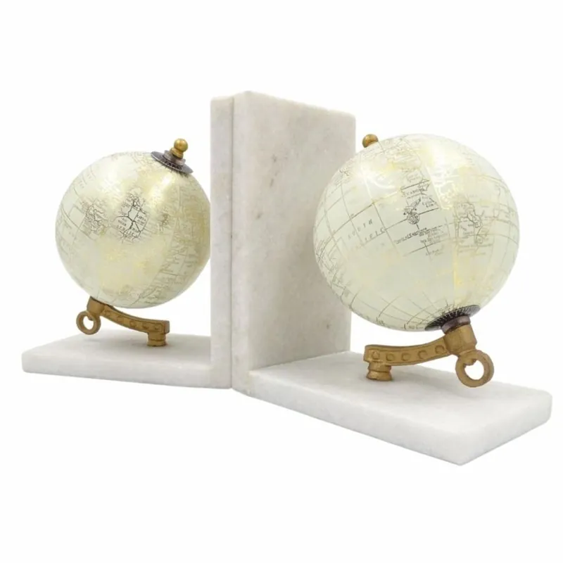Casa Padrino ensemble de serre-livres en marbre globe blanc / or - Décoration de bureau Preiswert