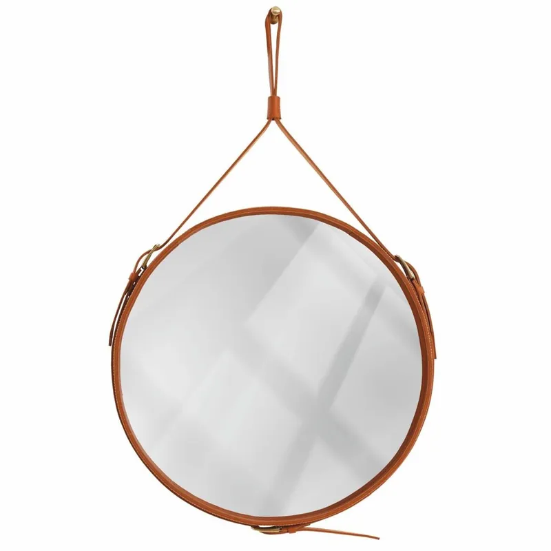 Casa Padrino miroir de luxe marron - Différentes Tailles - Miroir mural rond avec cuir véritable Mega-Angebot