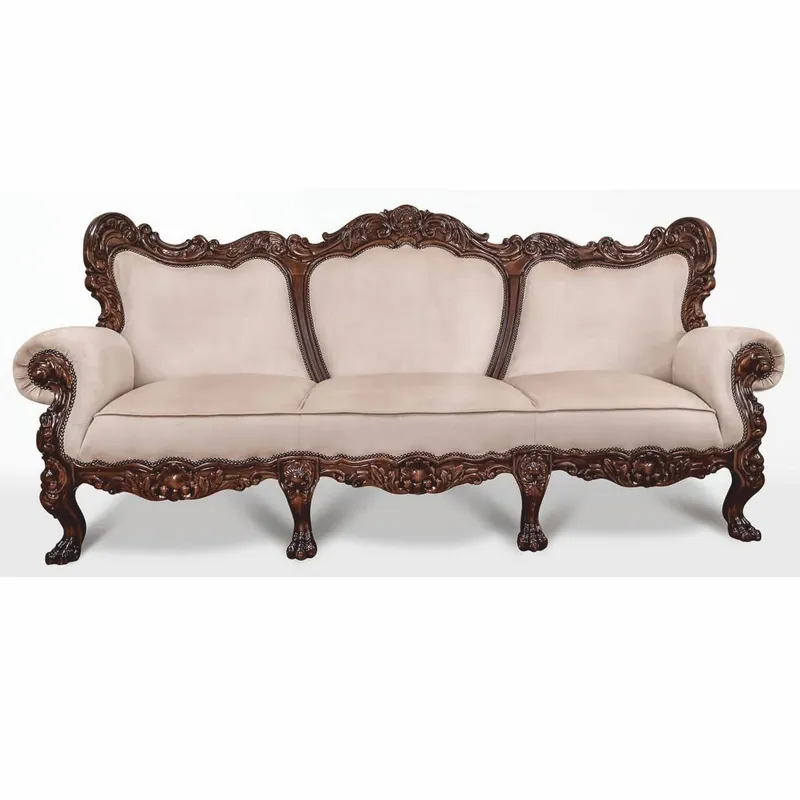 Casa Padrino canapé baroque de luxe en velours gris / marron foncé 227 cm - Meubles de salon de style baroque Nur Für Kurze Zeit