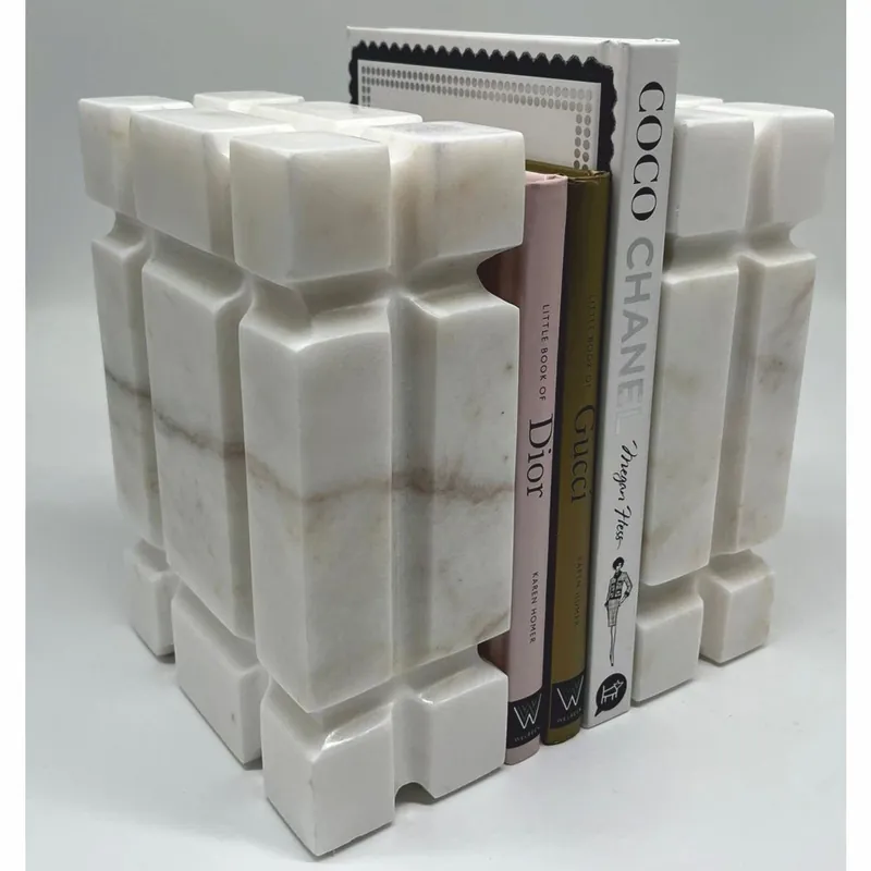 Günstig Casa Padrino ensemble serre-livres décoratifs en marbre de luxe blanc - Accessoires de décoration