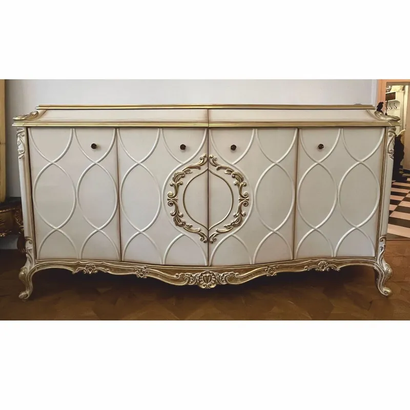 Letzte Chance Casa Padrino buffet baroque de luxe blanc / or antique 254 cm - Meubles baroques