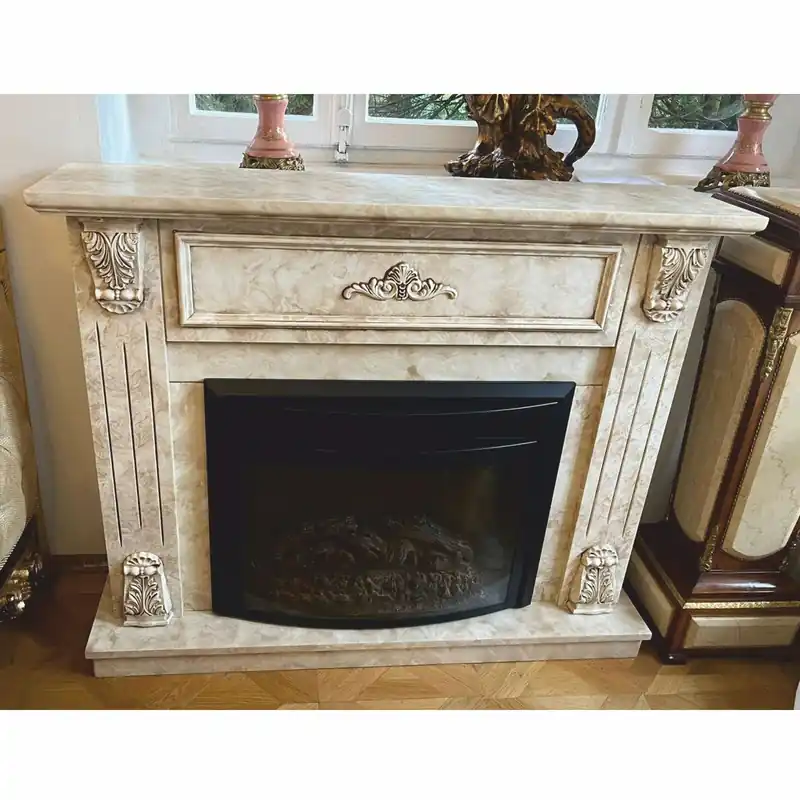 Schnäppchen Casa Padrino cheminée électrique baroque de luxe avec télécommande crème 118 x 32 x H. 96,5 cm