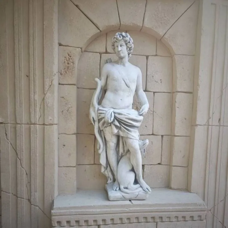 Casa Padrino sculpture de décoration de jardin Art Nouveau homme à l'arc et au chien gris H. 142 cm Direktkauf