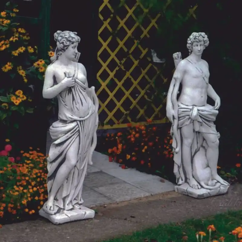 Neue Kollektion Casa Padrino ensemble de sculptures décorative de jardin Art Nouveau homme et femme gris - Figures de jardin