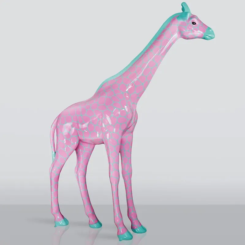 Schneller Versand Casa Padrino sculpture décorative XXL girafe rose / vert menthe H. 320 cm - Immense figure décorative de jardin