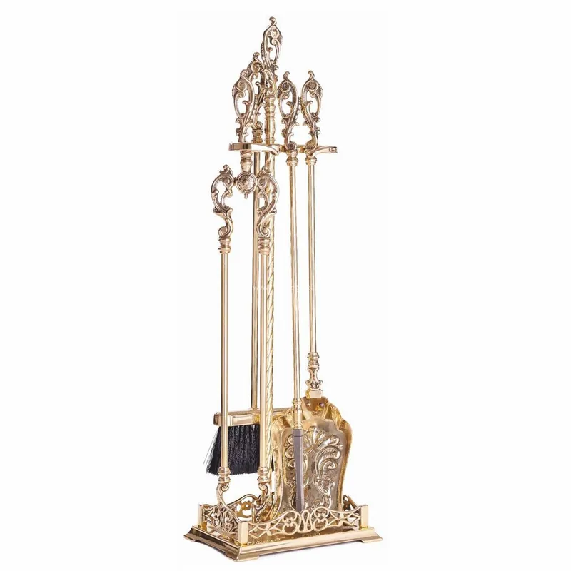 Casa Padrino couverts de cheminée baroques avec support or H. 78 cm - Accessoires de cheminée Heißes Angebot
