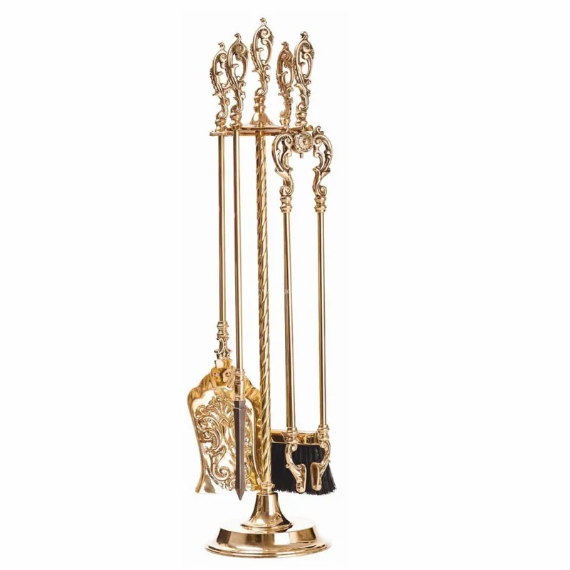 Finale Aktion Casa Padrino couverts de cheminée baroques avec support or H. 80 cm - Accessoires de cheminée