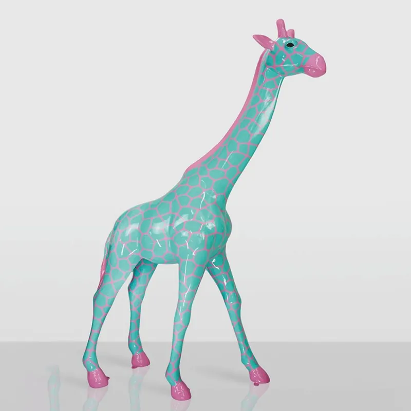 Casa Padrino sculpture décorative XXL girafe vert menthe / rose H. 230 cm - Immense figure décorative de jardin Jetzt Bestellen