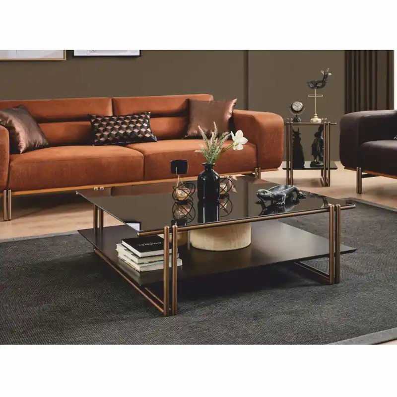 Casa Padrino table basse de luxe avec plateau en verre marron foncé / bronze / noir 100 cm Rabatt