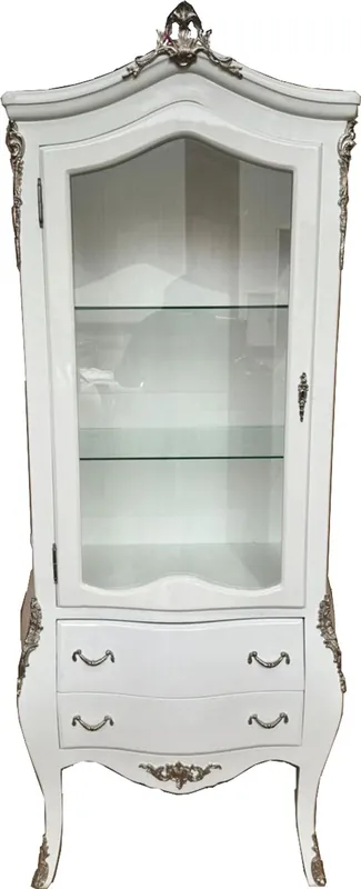 Casa Padrino vitrine baroque blanc / argent H. 185 cm - Meubles baroques Echt