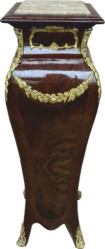 Bestseller Casa Padrino colonne baroque en bois massif avec plateau en marbre marron foncé / or / crème H. 122 cm