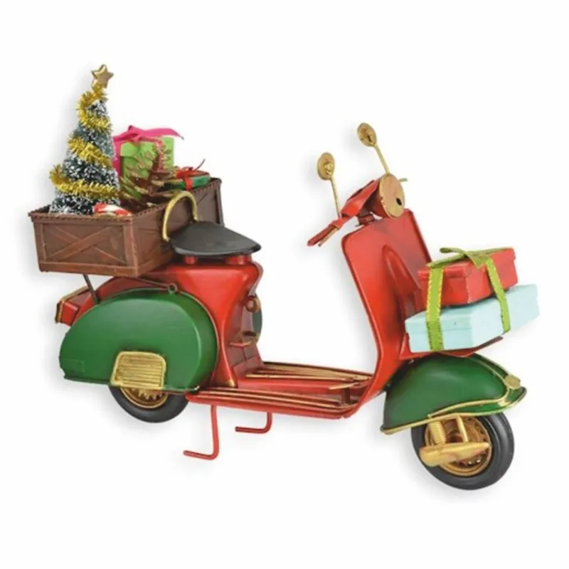 Casa Padrino trottinette de Noël en tôle rouge / vert / or 28 cm - Décoration de Noël Markenprodukt