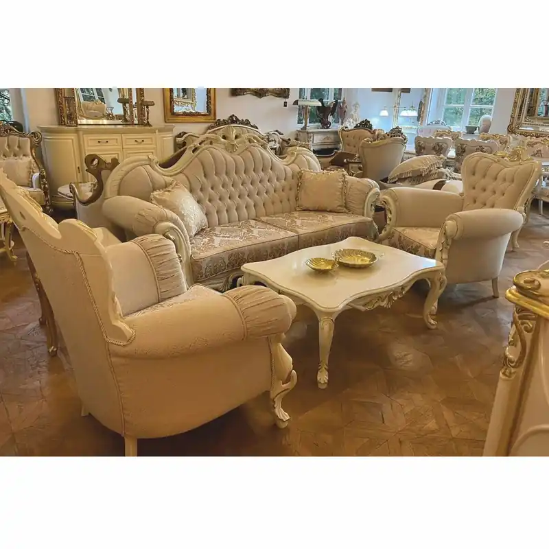 Billig Casa Padrino ensemble de salon baroque de luxe blanc / or - Meubles de style baroque