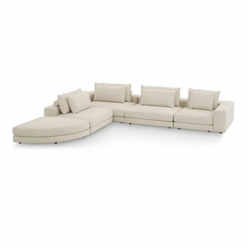 Casa Padrino Canapé d'Angle de Luxe Beige / Noir 388 x 360 cm - Canapé de Salon Modulable - Meubles de Salon de Luxe Highlight