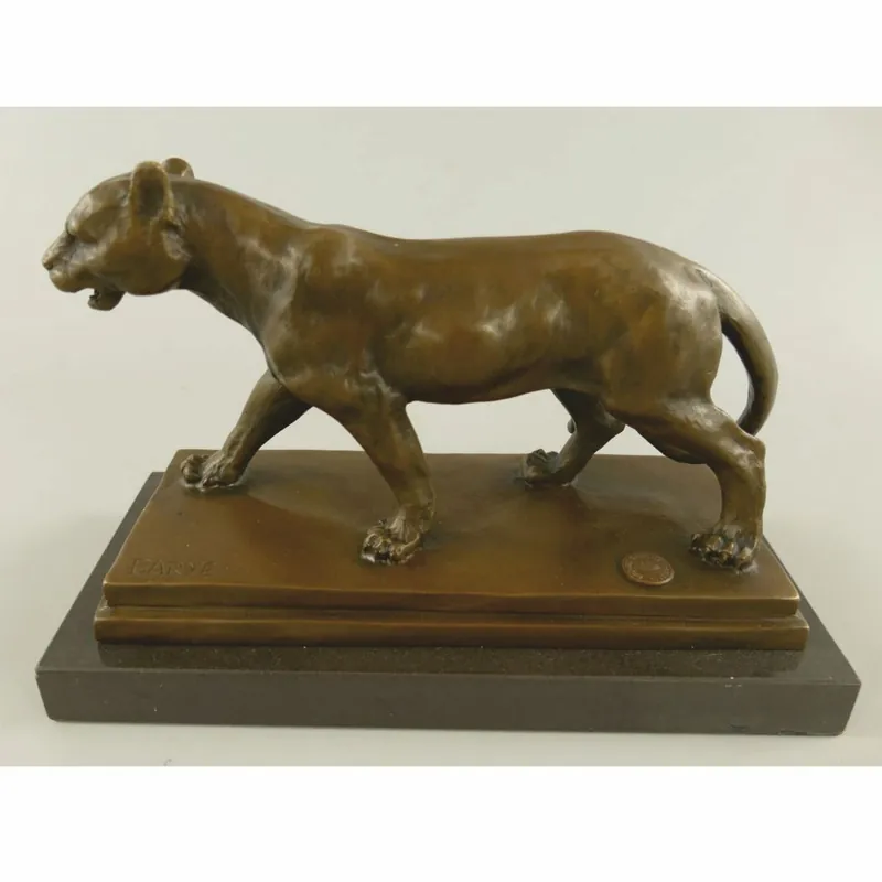Heißes Angebot Casa Padrino sculpture en bronze panthère sur socle en marbre 24 cm - Accessoires de décoration