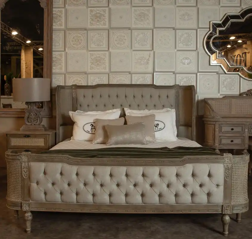 Knallerangebot Pompöös de Casa Padrino lit double baroque de luxe Provence gris / marron 200 x 200 cm - Conçu par Harald Glööckler