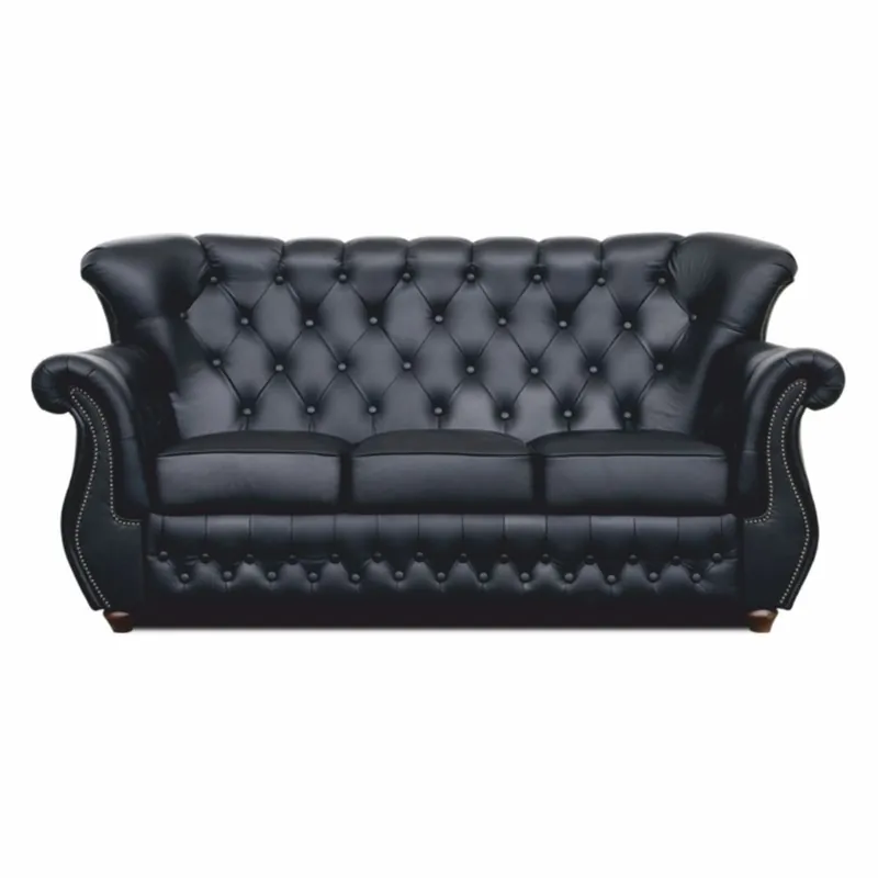 Jetzt Kaufen Casa Padrino Canapé Chesterfield de Luxe en Cuir Noir / Marron Foncé 190 cm - Meubles de Salon