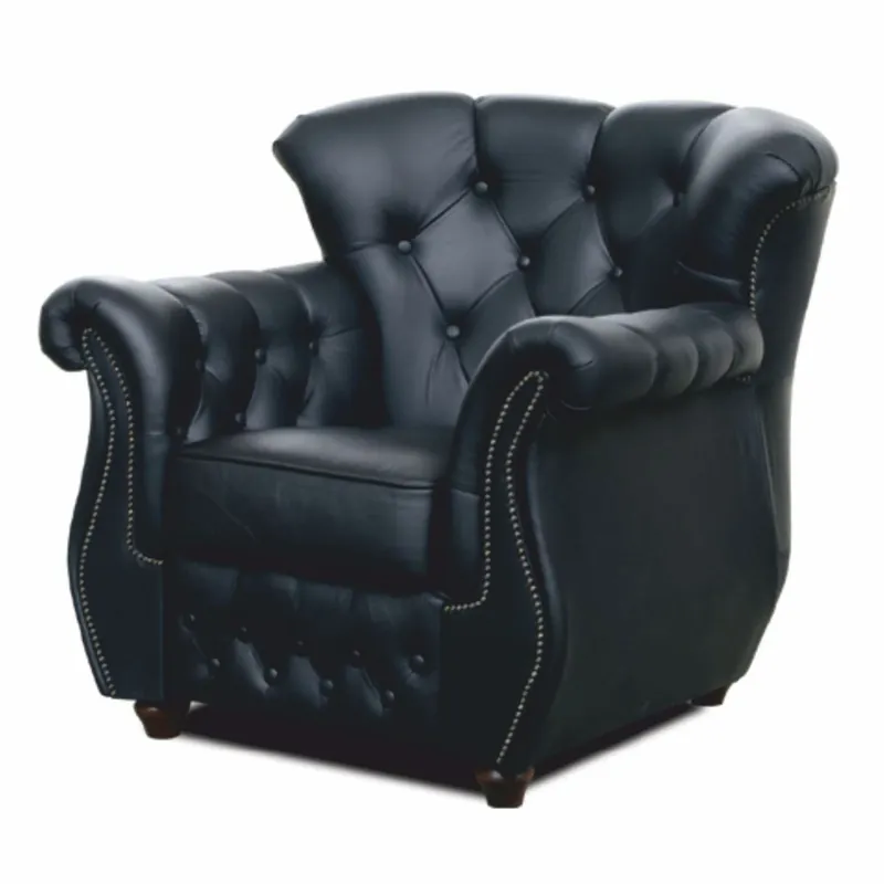 Online Kaufen Casa Padrino Fauteuil Chesterfield de Luxe en Cuir Noir / Marron Foncé - Meubles Chesterfield