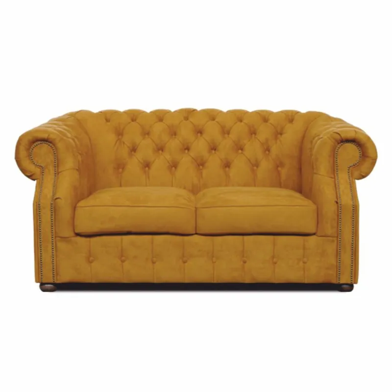 Casa Padrino Canapé Chesterfield de Luxe en Velours Ocre / Marron Foncé 160 cm - Meubles de Salon Sale