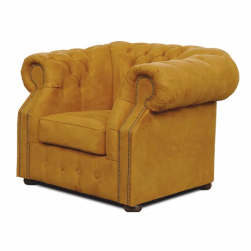 Wochenendangebot Casa Padrino Fauteuil Chesterfield de Luxe en Velours Ocre / Marron Foncé - Meubles Chesterfield