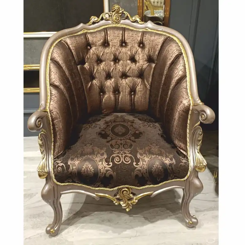 Casa Padrino fauteuil baroque de luxe noir / gris / or H. 107 cm - Meubles Baroques Rabatt