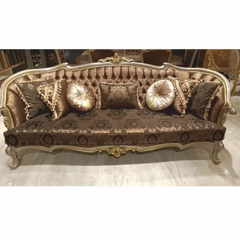 Neue Kollektion Casa Padrino canapé de salon baroque de luxe noir / gris / or 241 cm - Meubles baroques
